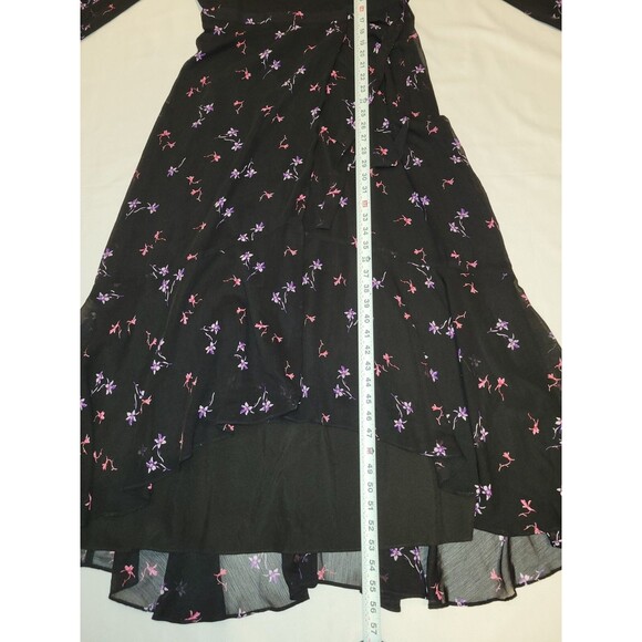 Banana Republic Size 8 Floral Maxi Wrap Dress Hi-low Long Sleeve Dark Fairy - Picture 13 of 16